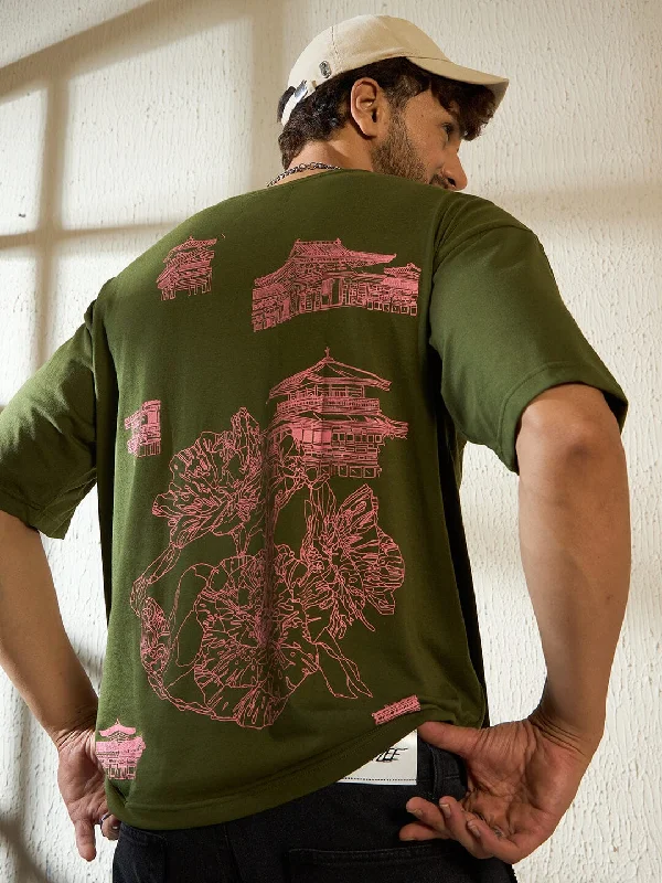 Olive Sakura Graphic Oversized Tshirt Rugged Men's Outdoor  Rugged Men's Outdoor 