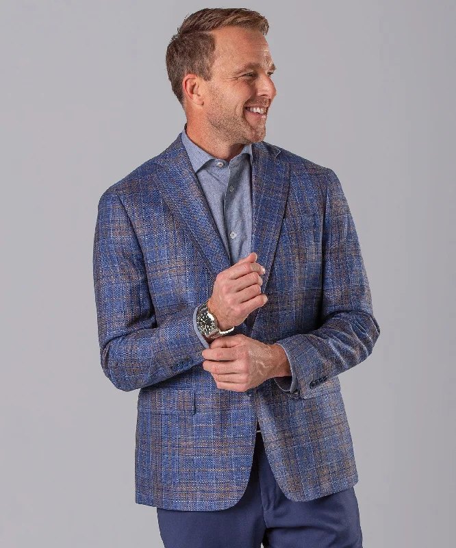 Wool-Silk-Linen Plaid Sport Coat Sporty Men's Tennis Sporty Men's Tennis