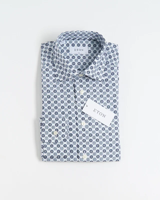 Geometric Print Twill Slim Shirt Sophisticated Men's  Sophisticated Men's 