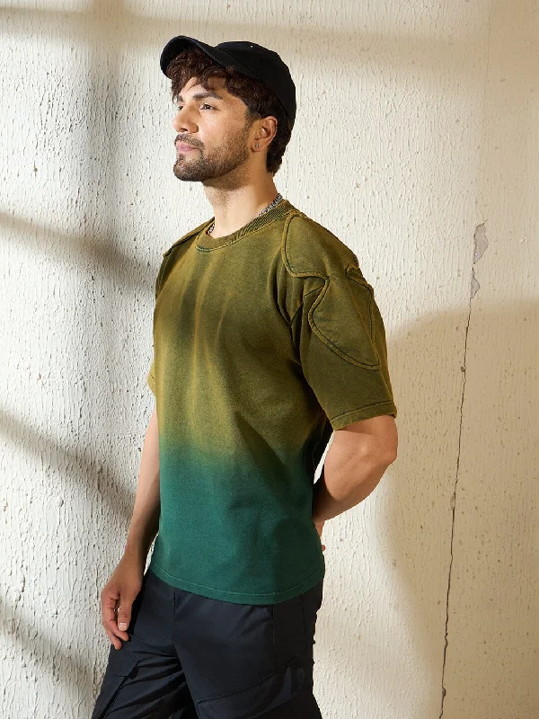 Khaki Ombre Padded Shoulder Oversized Tshirt Cclassic Men's Tweed Cclassic Men's Tweed