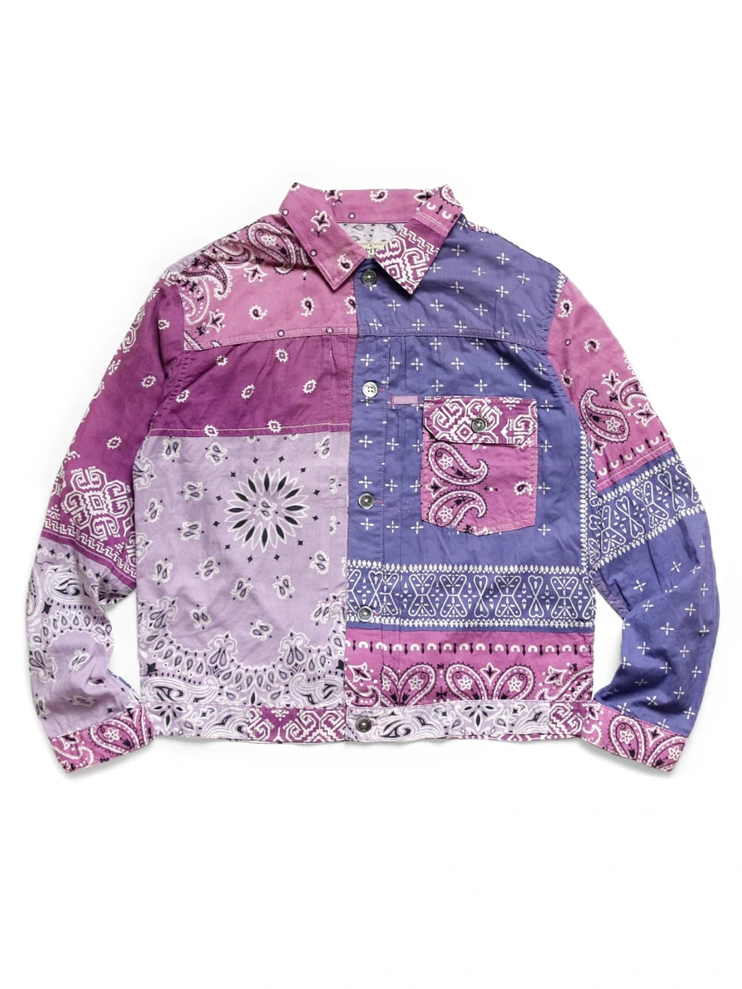 Kapital Gauze Bandana Patchwork 1st Jacket - Light Purple Elegant Men's Cashmere Elegant Men's Cashmere