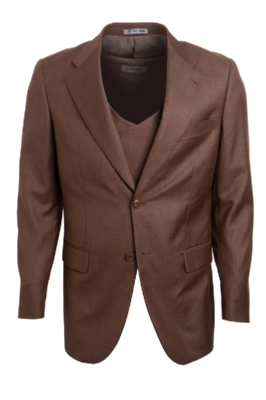 Men's Two Button Vested Stacy Adams Sharkskin Suit in Cognac Practical Men's Quick Practical Men's Quick Practical Men's Quick