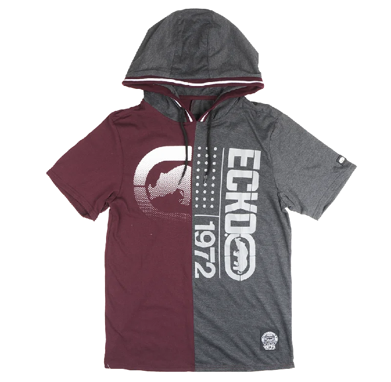 ECKO UNLTD S/S HOODIE SHIRT BURGUNDY/CHARCOAL HTR - EO12K810 Hip Men's Urban Hip Men's Urban