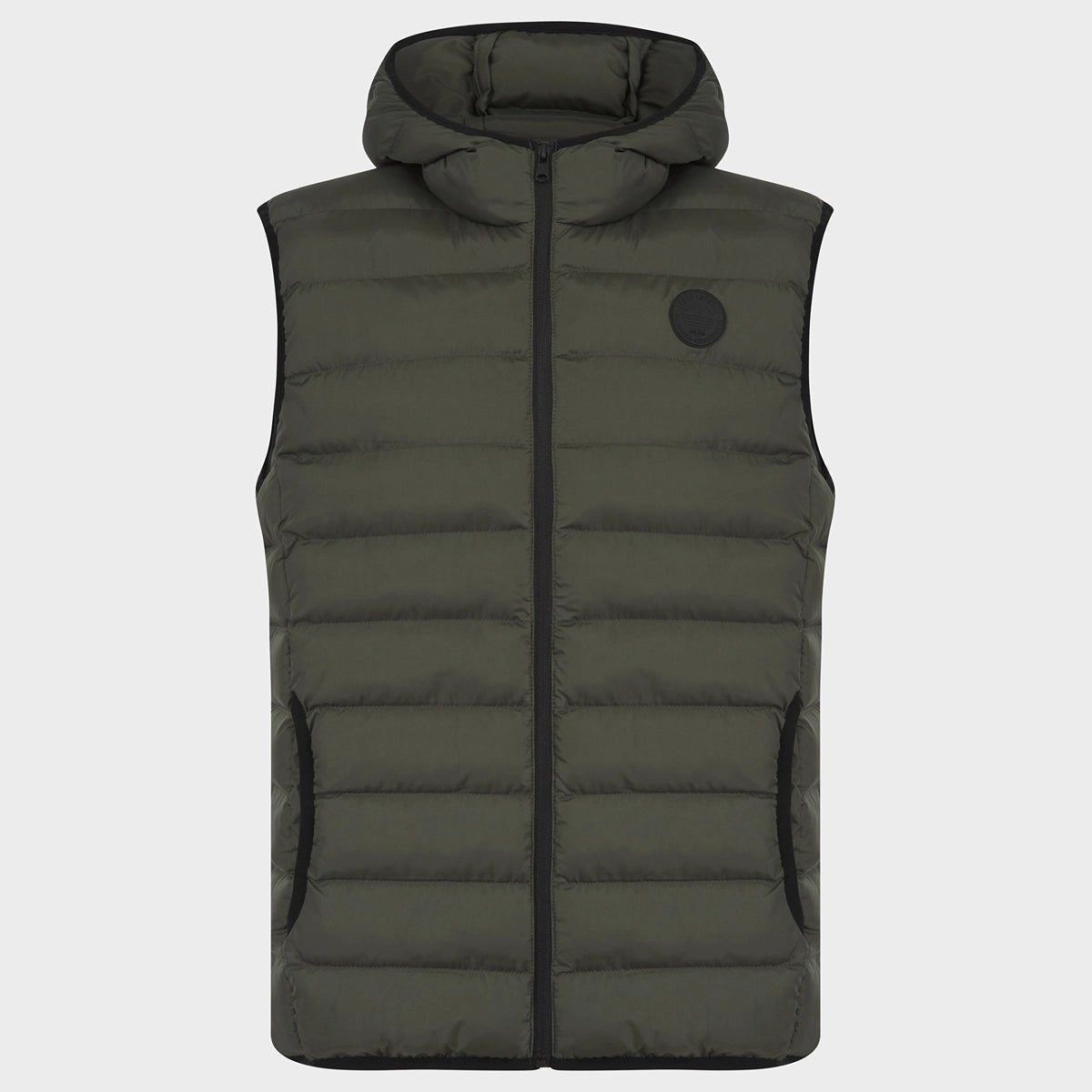 Mens Khaki Quilted Gilet Laid Laid