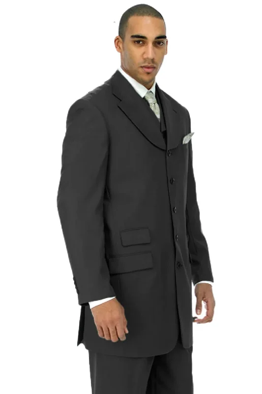 Mens Long Fashion Vested Church Zoot Suit in Black Dynamic Men's Moto Dynamic Men's Moto Dynamic Men's Moto