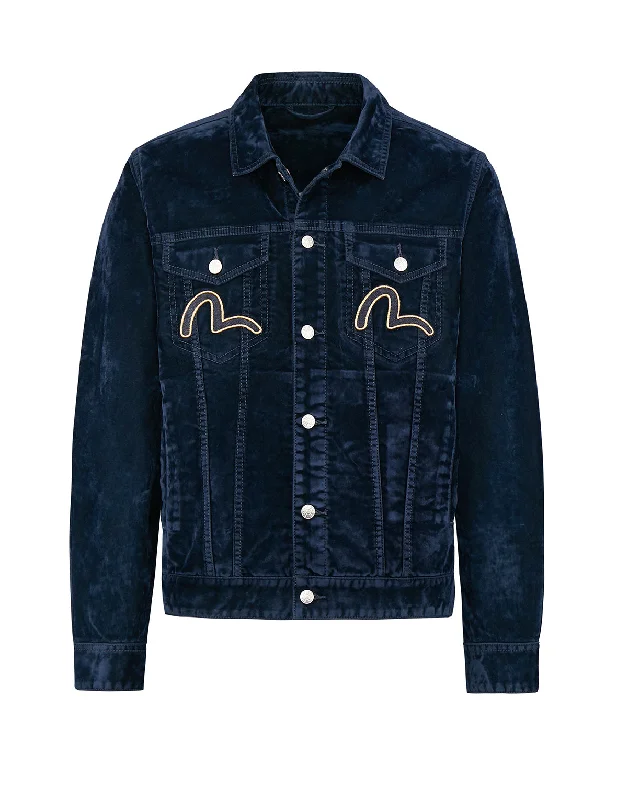 Discharge Taka Calligraphy Velvet Denim Jacket Beach Beach