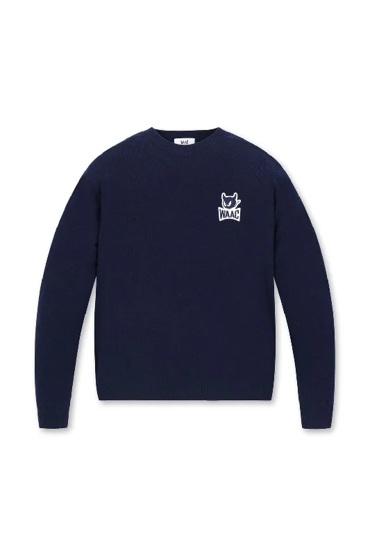 Men's GG Cashmere Crewneck Sweater Navy Elegant Men's Cashmere Elegant Men's Cashmere