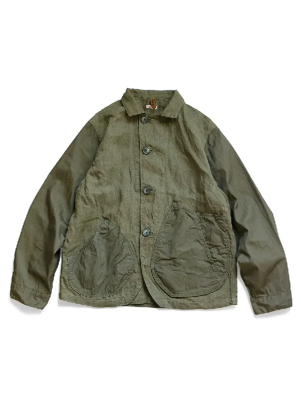 Kapital Linen Chino Cloth x Gabardine RINGOMAN Coverall - Khaki - (EK-1575) Dynamic Men's Moto Dynamic Men's Moto