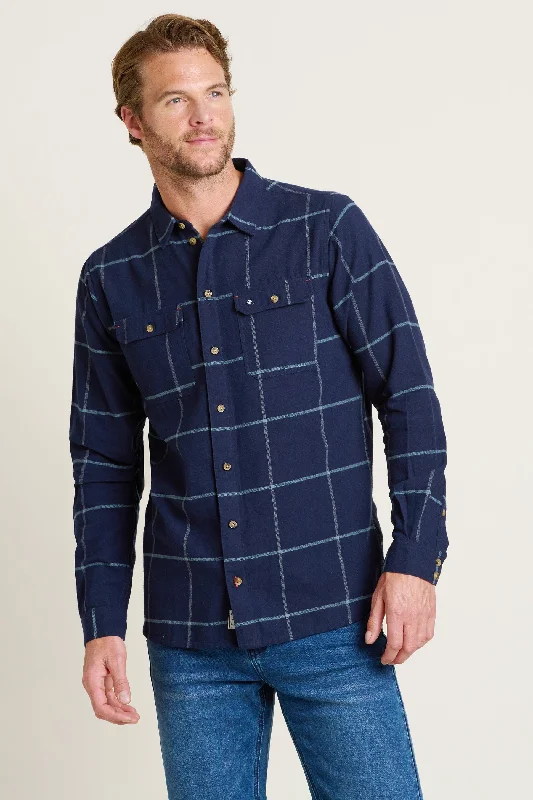 Navy Check Shirt Trendy Men's Scandinavian Trendy Men's Scandinavian