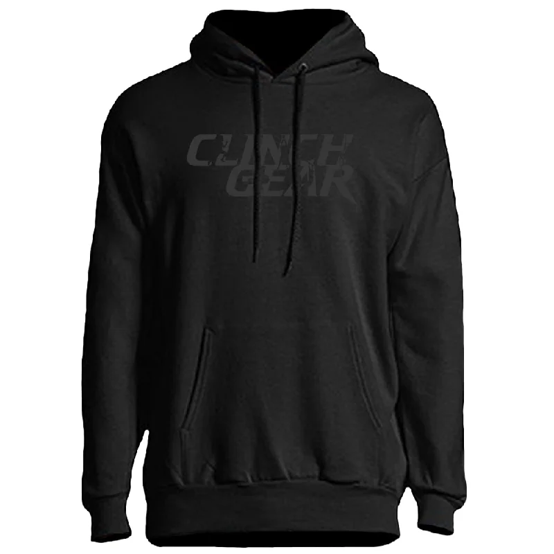 Clinch Gear - Stacked - Pullover Hoodie - Black/Gray Masculine Men's Thick Masculine Men's Thick