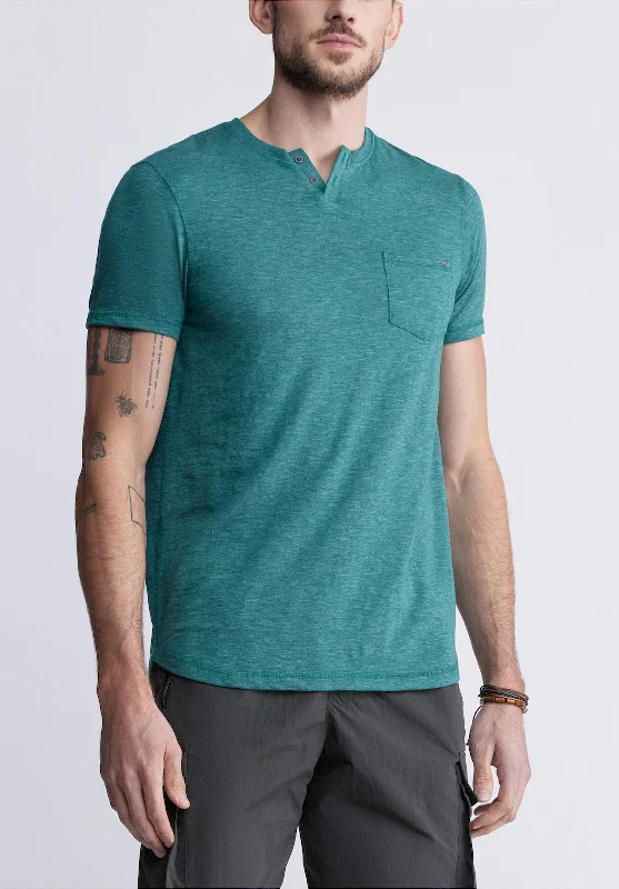 Kadyo Men's Pocket Henley Top in Aventurine Green - BM24345 Elegant Men's Formal  Elegant Men's Formal 