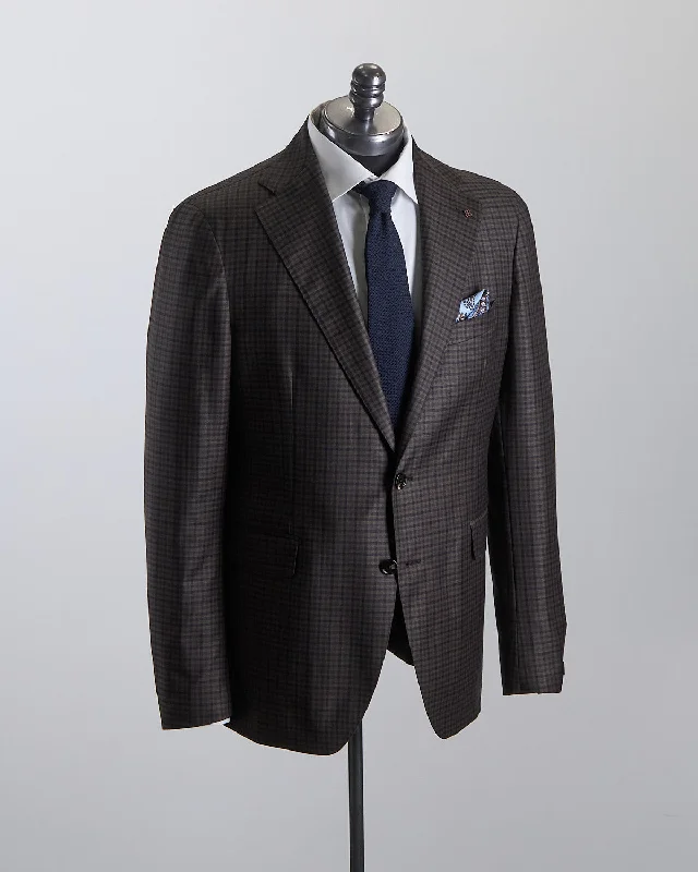 All Season Super 130's Gingham Semi-Constructed Suit Polished Men's Silk Polished Men's Silk