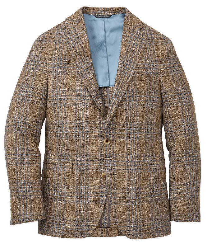 Silk-Wool Plaid Sport Coat Trendy Men's Oversized Trendy Men's Oversized