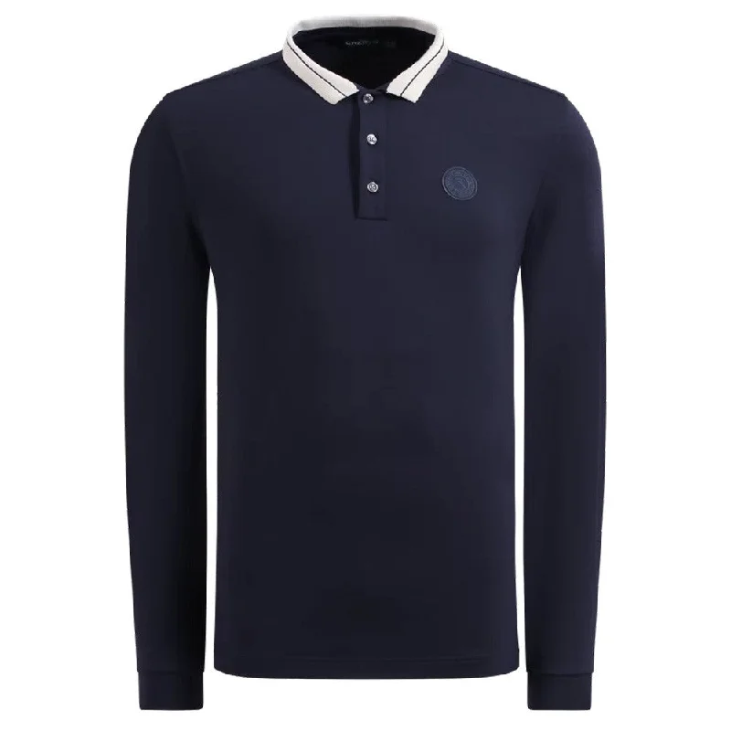 Chervo Affranto Longsleeve Golf Polo Blue - FW24 Unique Men's Patch Unique Men's Patch