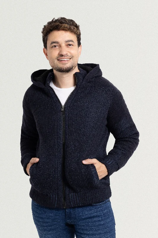 X RAY Men's Button Cable Knit Full Zip Hooded Sweater Jacket Dynamic Men's Glow Dynamic Men's Glow