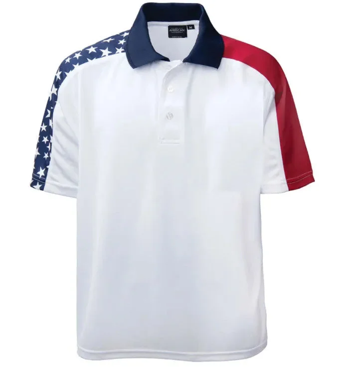 All American Clothing Co. - Men's Patriotic Dry Wicking Polo Shirt Youthful Men's Pop Youthful Men's Pop