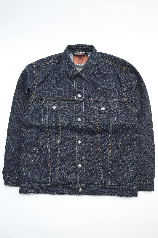 Pure Blue Japan 6118-ID Men's Woven Sashiko Type3 Jacket - Indigo x Indigo Dynamic Men's Moto Dynamic Men's Moto