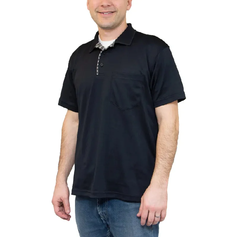 All American Clothing Co. - Men's Plaid Placket Polo with Pocket Gym Gym