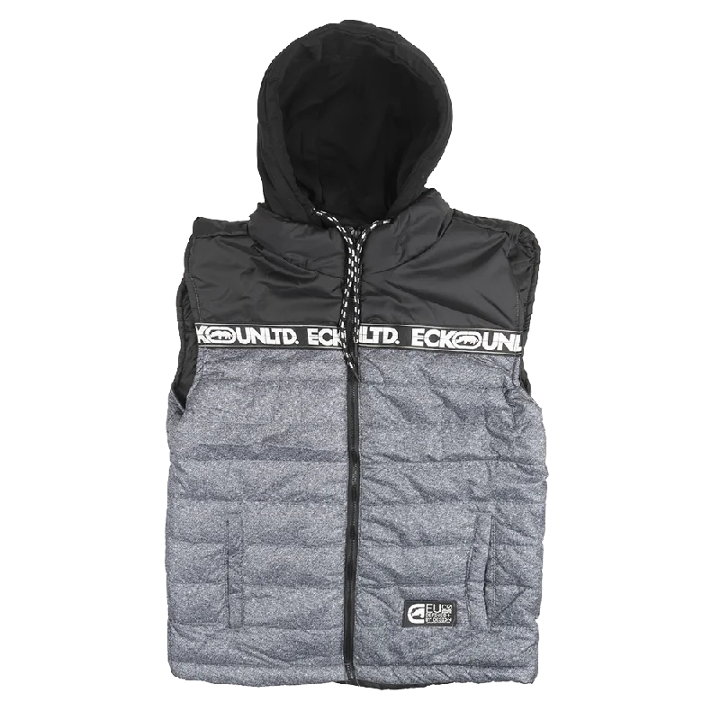 ECKO UNLTD PUFFER BOMBER VEST HOODIE GREY MARLED - EO32O377 Dynamic Men's Glow Dynamic Men's Glow