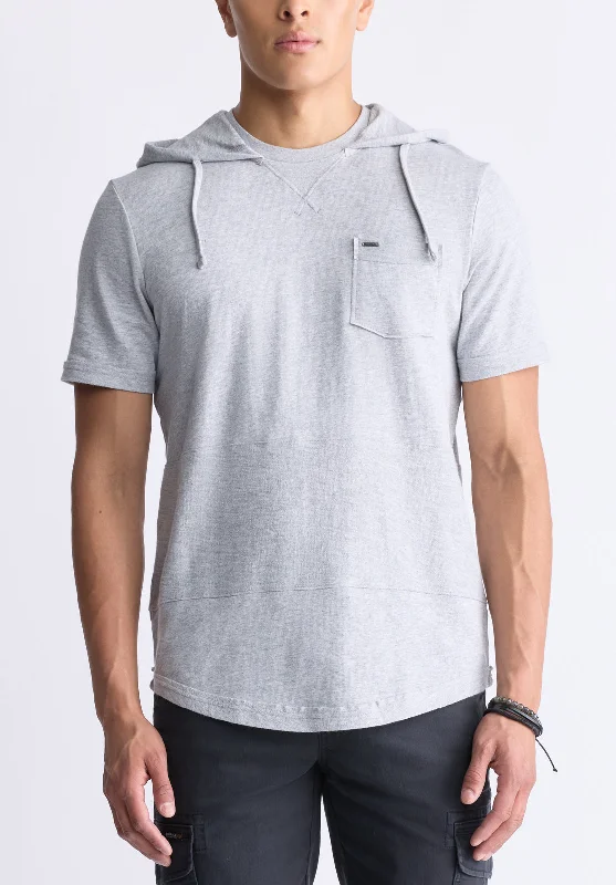 Katoni Men's Short-Sleeve Hooded T-Shirt, Heather Grey - BM24524 Earthy Men's Hemp Earthy Men's Hemp