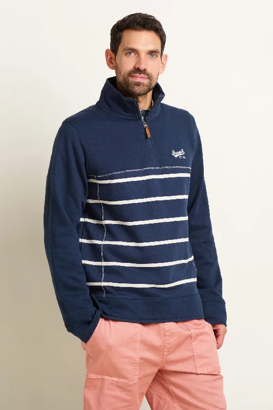 Navy Stripe Quarter Zip Sweat Youthful Men's Pop Youthful Men's Pop