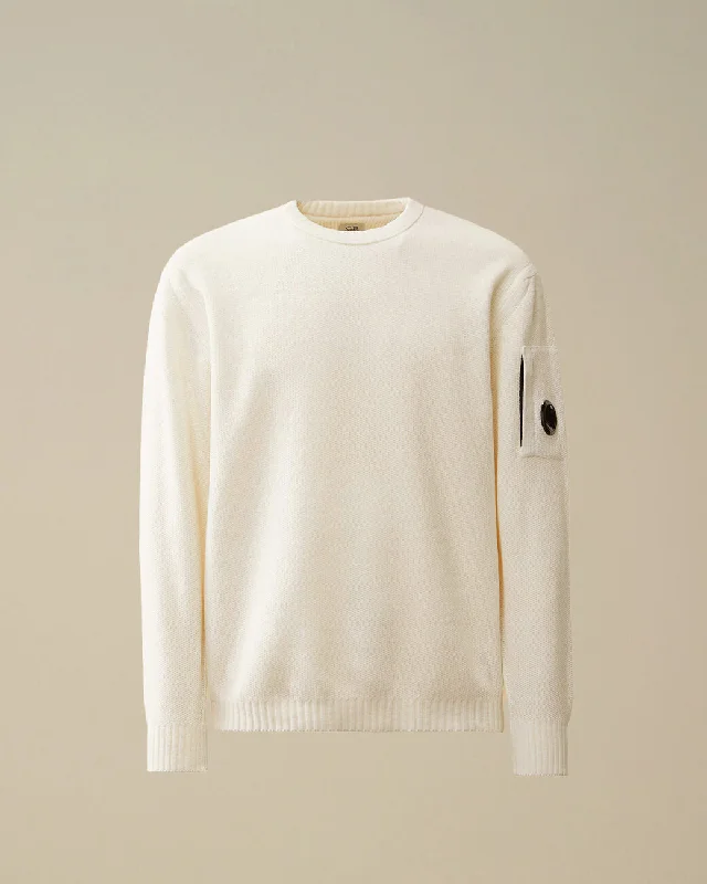 Cotton Chenille Crewneck Knit Gauze White Traditional Men's Country Traditional Men's Country