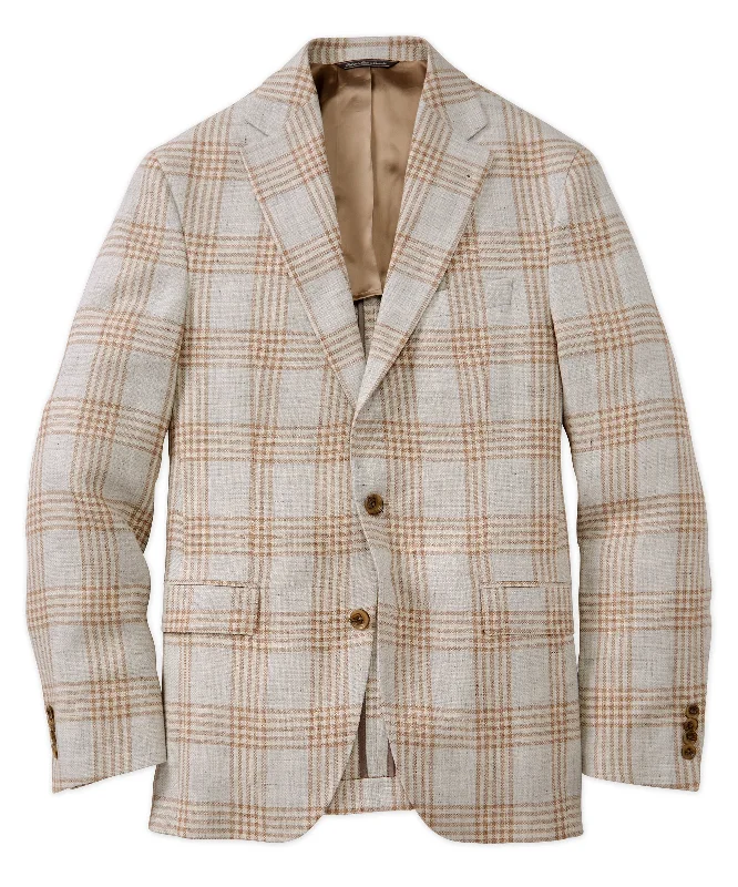 Linen-Wool Plaid Sport Coat Youthful Men's Anime Youthful Men's Anime