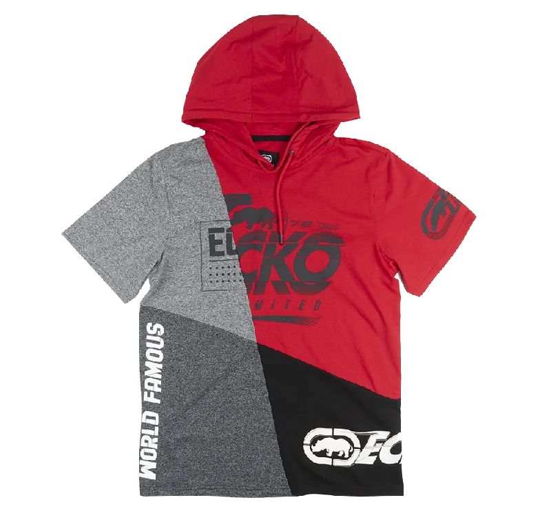 ECKO UNLTD S/S HOODIE SHIRT TRUE RED - EO12K814 Refined Men's European Refined Men's European