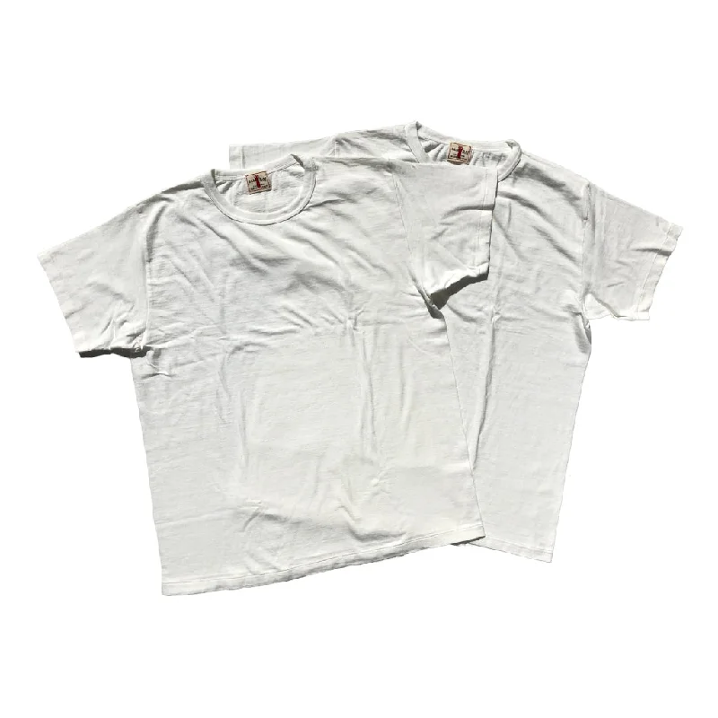 SAMURAI JEANS CREW NECK 2-PACK T-SHIRT PLAIN - White Laid Laid