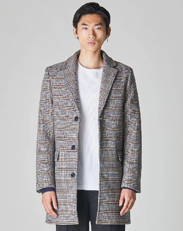 GODIN CHECK MENS OVERCOAT | GREY Trendy Men's Scandinavian Trendy Men's Scandinavian