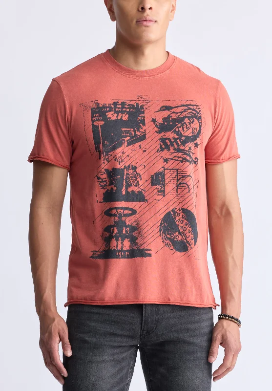 Togo Men’s Short Sleeve Graphic T-shirt, Red - BM24482 Laid Laid