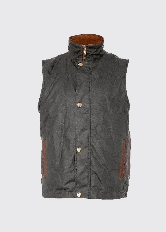 Mayfly Waxed Cotton Vest - Olive Relaxed Men's Beach Relaxed Men's Beach