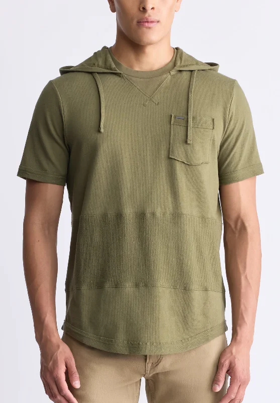 Katoni Men's Short-Sleeve Hooded T-Shirt, Burnt Olive - BM24524 Masculine Men's Thick Masculine Men's Thick