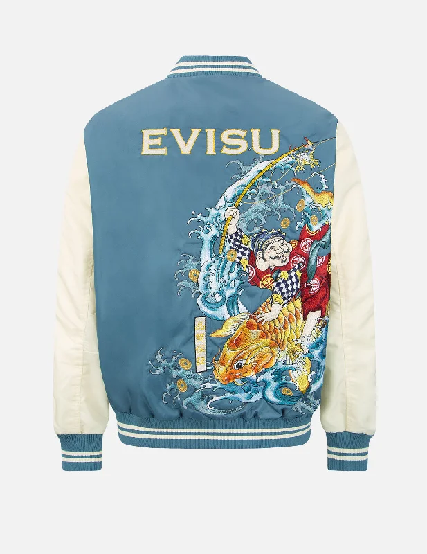 “The God of Fortune Riding Waves”Embroidery Souvenir Jacket British Gentleman Style British Gentleman Style