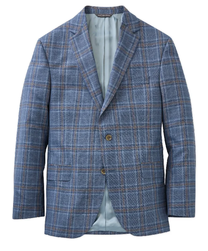 Wool-Cotton-Silk Blend Plaid Sport Coat Athletic Men's High Athletic Men's High