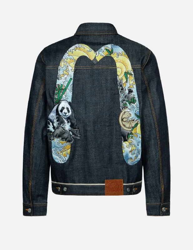 Panda Daicock Embroidery Regular Fit Denim Jacket Artistic Men's Avant Artistic Men's Avant