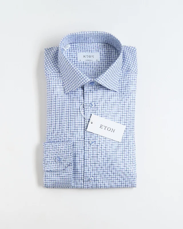 Light Blue Check King Twill Contemporary Shirt Cclassic Men's Tweed Cclassic Men's Tweed