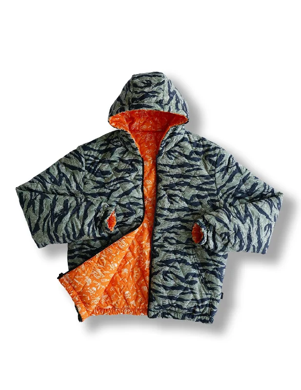 Tiger Stripe Camo Reversible Woobie Hoodie Stylish Men's Neon Stylish Men's Neon