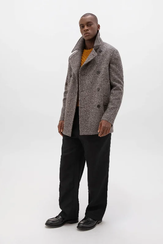 Charcoal Herringbone Pea Coat Vacation Vacation