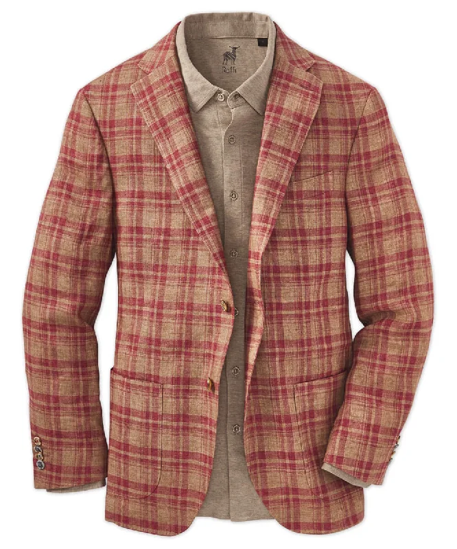 Linen Plaid Sport Coat Modern Men's Geometric Modern Men's Geometric