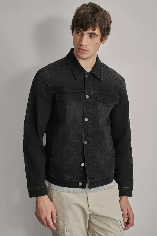 DENIM JACKET WITH LOGO TAPING Elegant Men's Formal  Elegant Men's Formal 