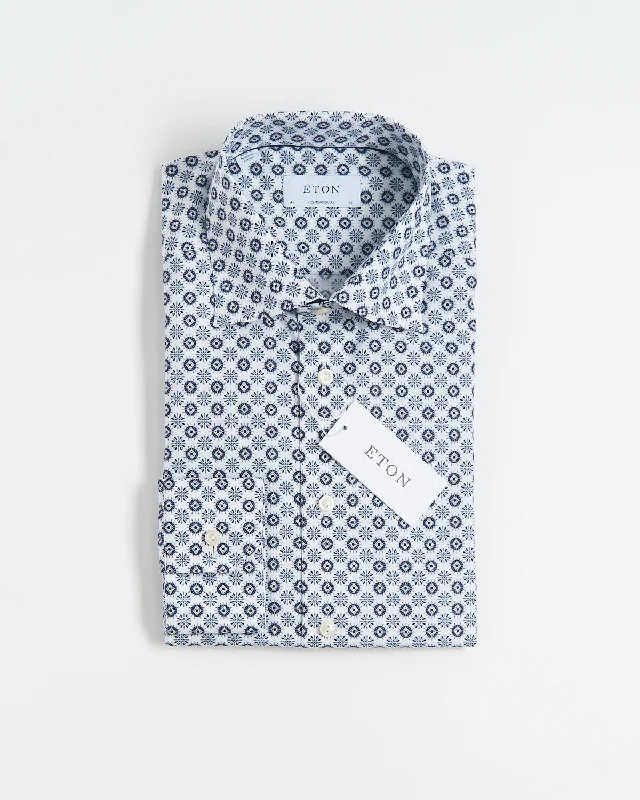 Geometric Print Twill Contempoary Shirt Earthy Men's Sustainable  Earthy Men's Sustainable 