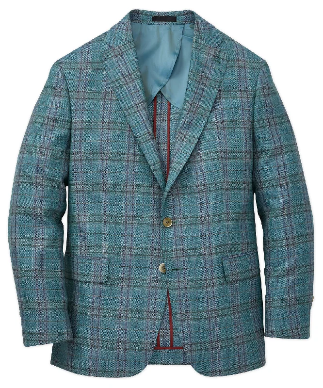 Wool-Silk-Linen Plaid Sport Coat Bold Men's Statement Bold Men's Statement