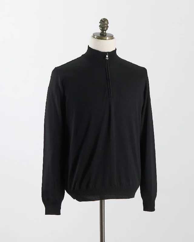 Black 12 Gauge Quarter Zip Wool Sweater Refined Men's Hand Refined Men's Hand