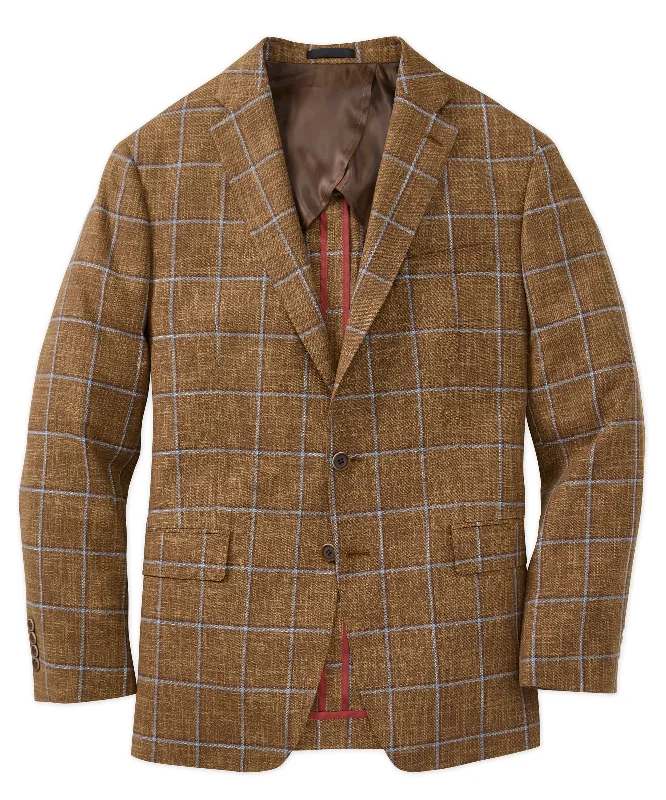 Wool-Cotton-Silk Windowpane Sport Coat Confident Men's High Confident Men's High