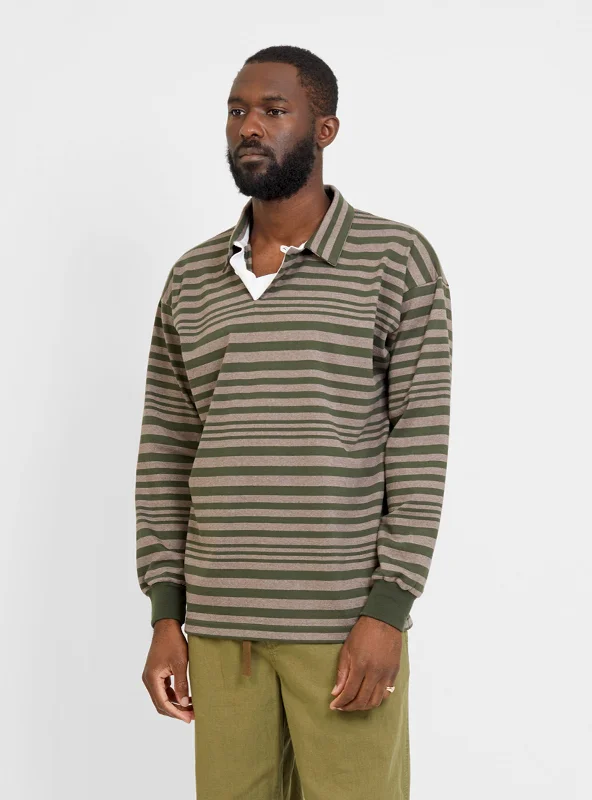 Stripe Rugby Shirt Brown & Olive Laid Laid