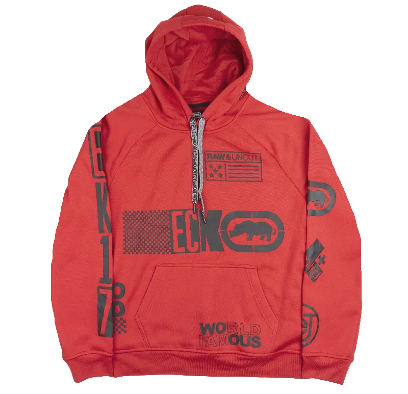 ECKO UNLTD FLEECE HOODIE SWEATSHIRT TRUE ECKO RED - EO32H732 Trendy Men's Scandinavian Trendy Men's Scandinavian