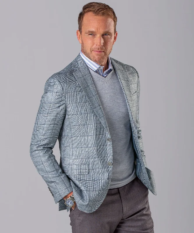 Windowpane Plaid Sport Coat Elegant Men's Cashmere Elegant Men's Cashmere