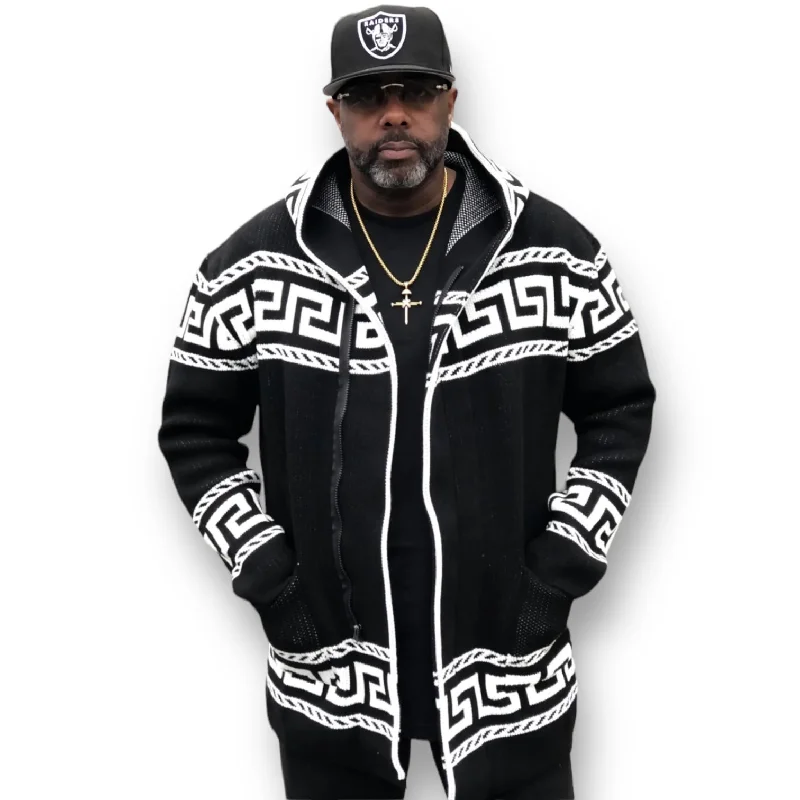 OIM "King" Cardigan 3/4 Length Sweater Jacket (Black) Artistic Men's Hand Artistic Men's Hand