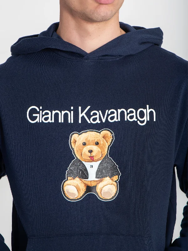 Blue GK Teddy Bear Hoodie Sophisticated Men's French Sophisticated Men's French